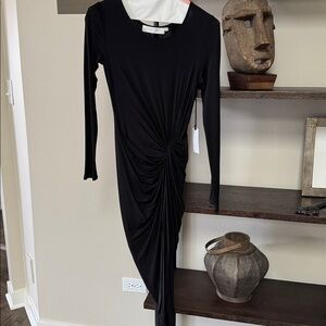 ASTR The Label Black Asymmetrical Long Sleeve Dress